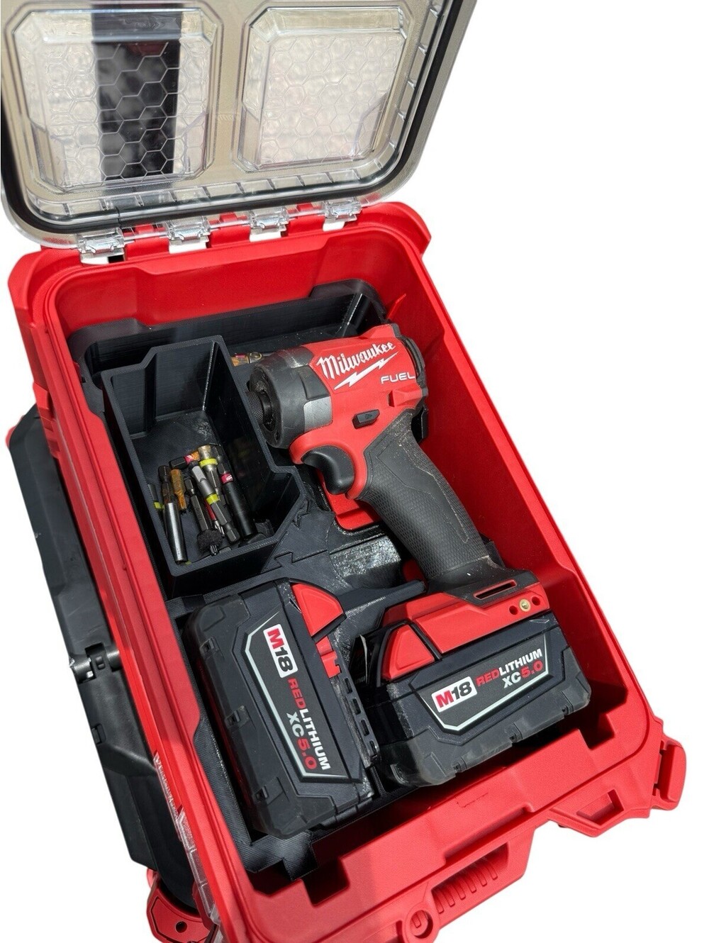 Milwaukee M18 Impact Driver Packout Insert – Fits 2 M18 Batteries & Accessories